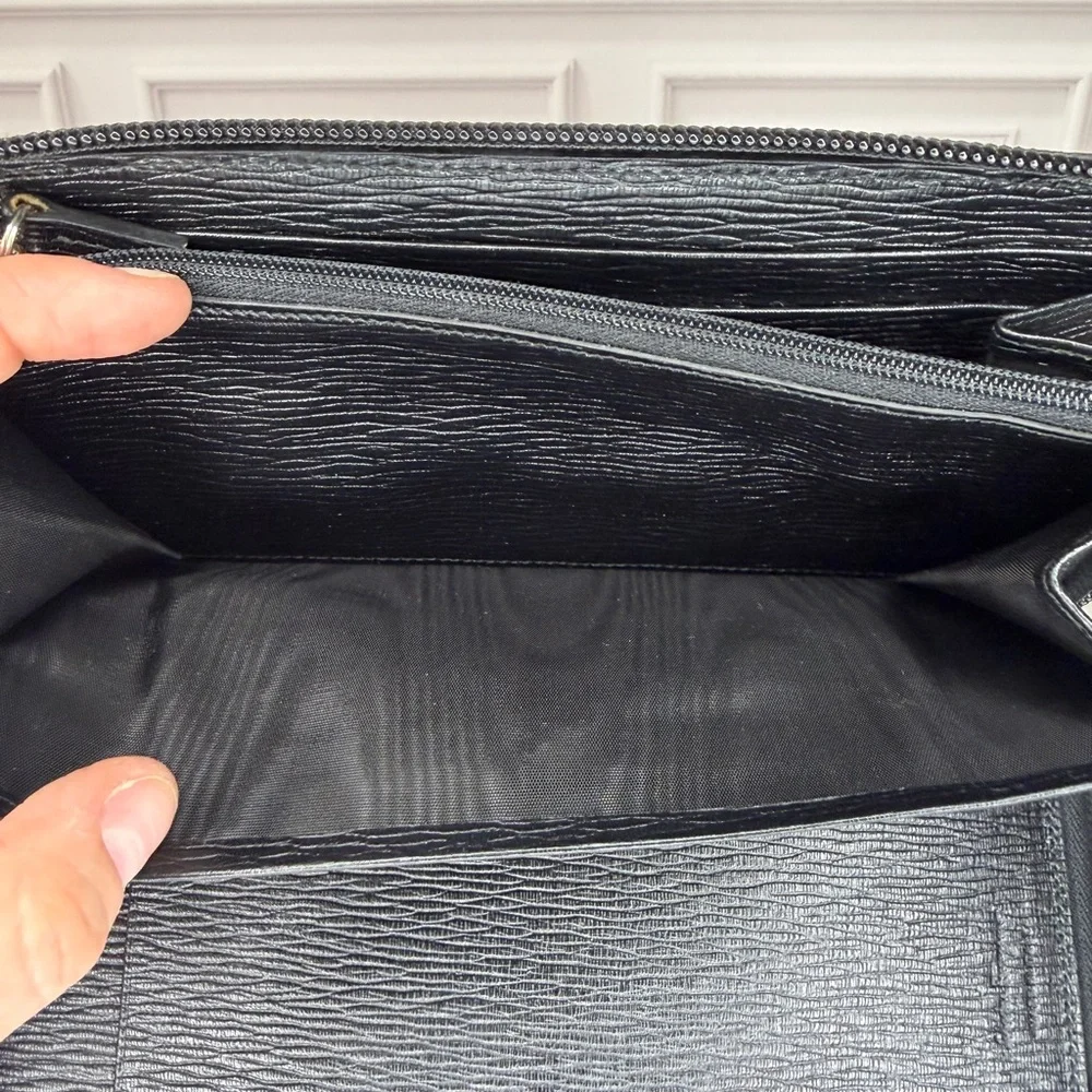 Salvatore Ferragamo Travel Organizer | Black Leather Zip | Passport Holder | New